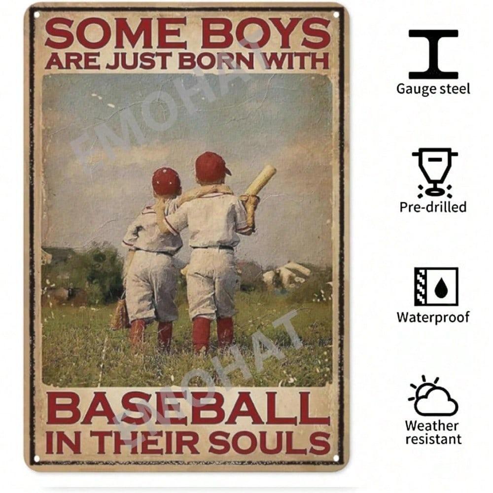 Vintage Baseball Tin Sign Metal Wall Art Decor Poster Boys Gym Garage