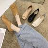 Shoes Womens Square Soft Leather Head Lightweight Wearresistant Antislip Autumn Flat Shoes Soft Sole Easy To Wear Pure Color Versatile Shoes
