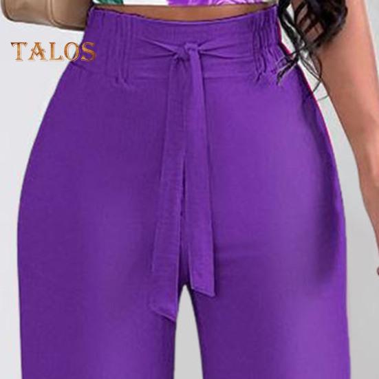 Καλοκαιρινά ρούχα δύο τεμαχίων για γυναίκες, αμάνικο παντελόνι με φαρδιά μπατζάκια και V λαιμόκοψη, καλοκαιρινό, casual, ασορτί κοστούμι με φλοράλ print