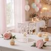 Support à Gâteau avec Pendentifs Suspendus Style Lustre en Cristal Transparent