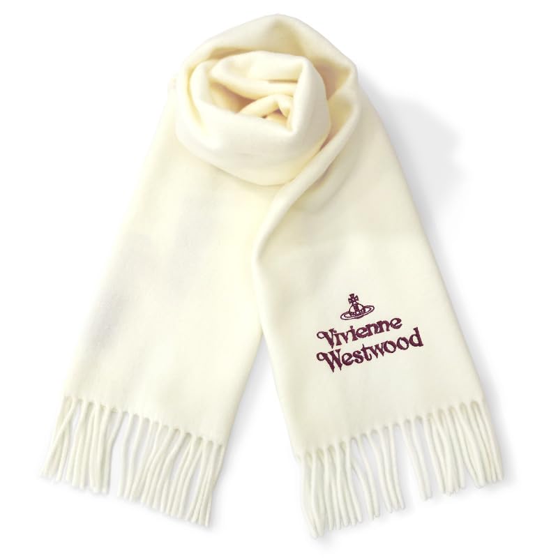 Vivienne Westwood Scarf White with Carry Ribbon and Case (81030007 A401-2) (Logo Wine) Bag, Wrapping, [Used]