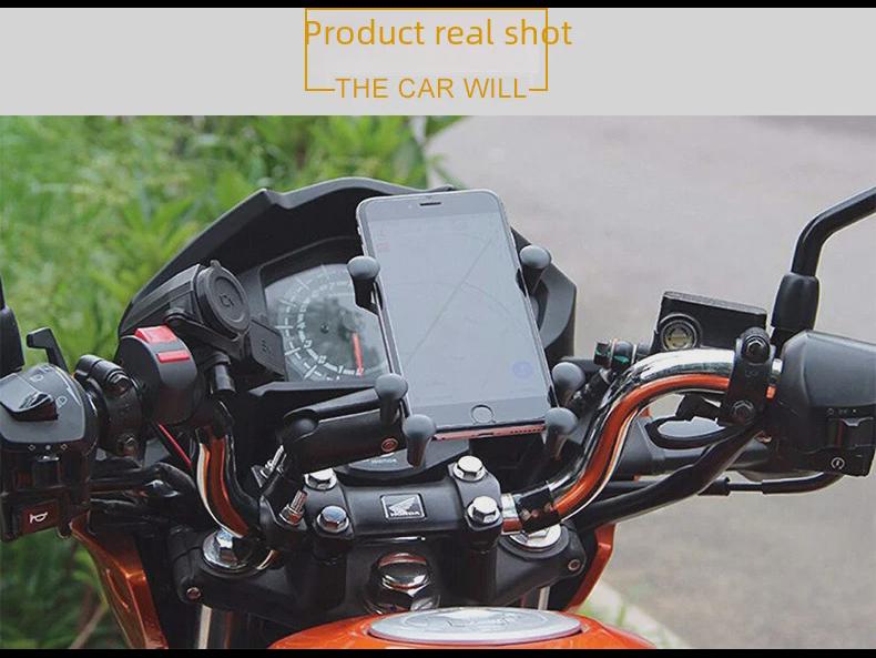 Universal Shockproof Motorcycle & Electric Car Phone Holder with Six-Claw Silicone Protection