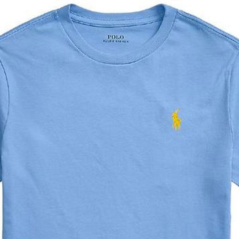 Polo Ralph Lauren Kids SS22 Effen Logo Geborduurd Ronde Hals Korte Mouw T-Shirt Kinderkleding Blauw 323832904-112