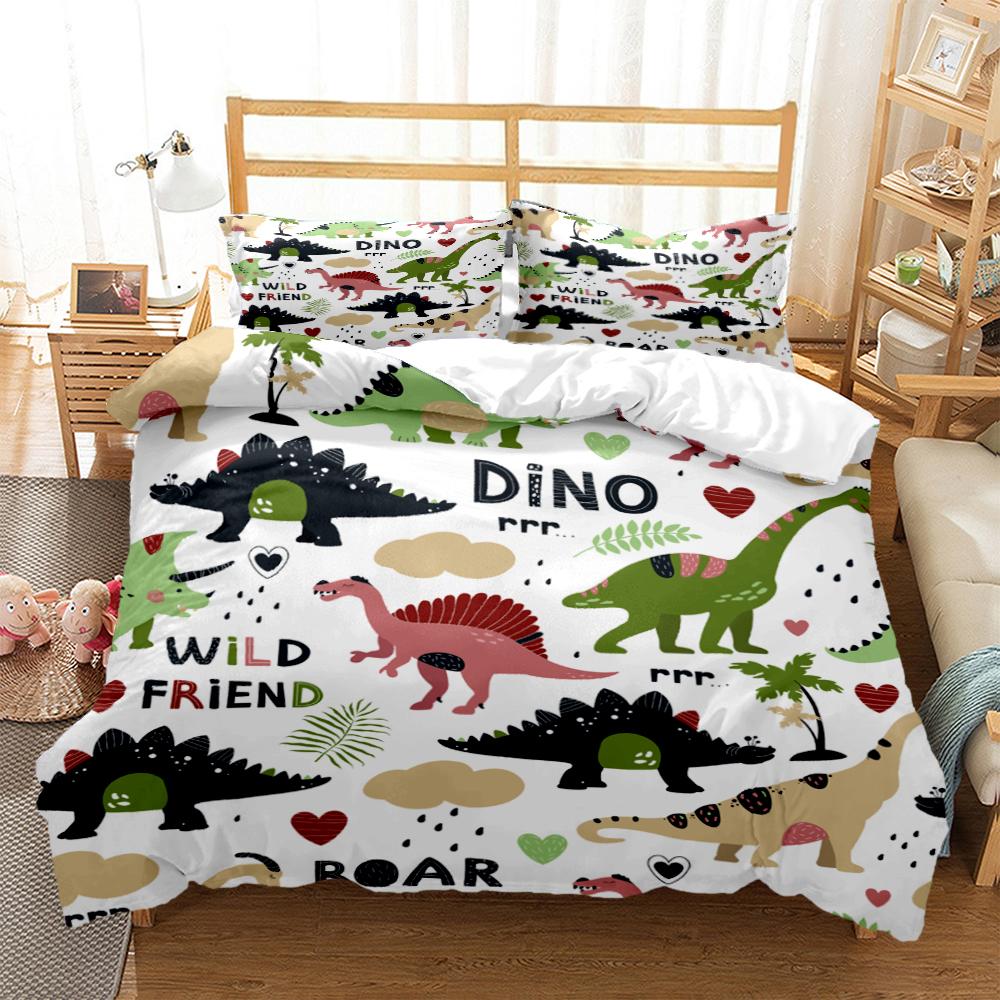Comforter Cartoon Dinosaur Hd Print Polyester Bedding Setsteens Boy Girl Or Adults For Beds King Size Bedding Set