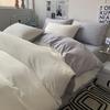 Solid-color Japanese Pure Cotton Four-piece Bed Cover Set with Double-sided Washed Cotton Bed Sheets and Quilt Cover