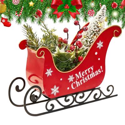 Mini Christmas Sleigh Ornament 3D Hollowed Bobsleigh Decorations Iron Christmas Sleigh Decoration For Holiday Party