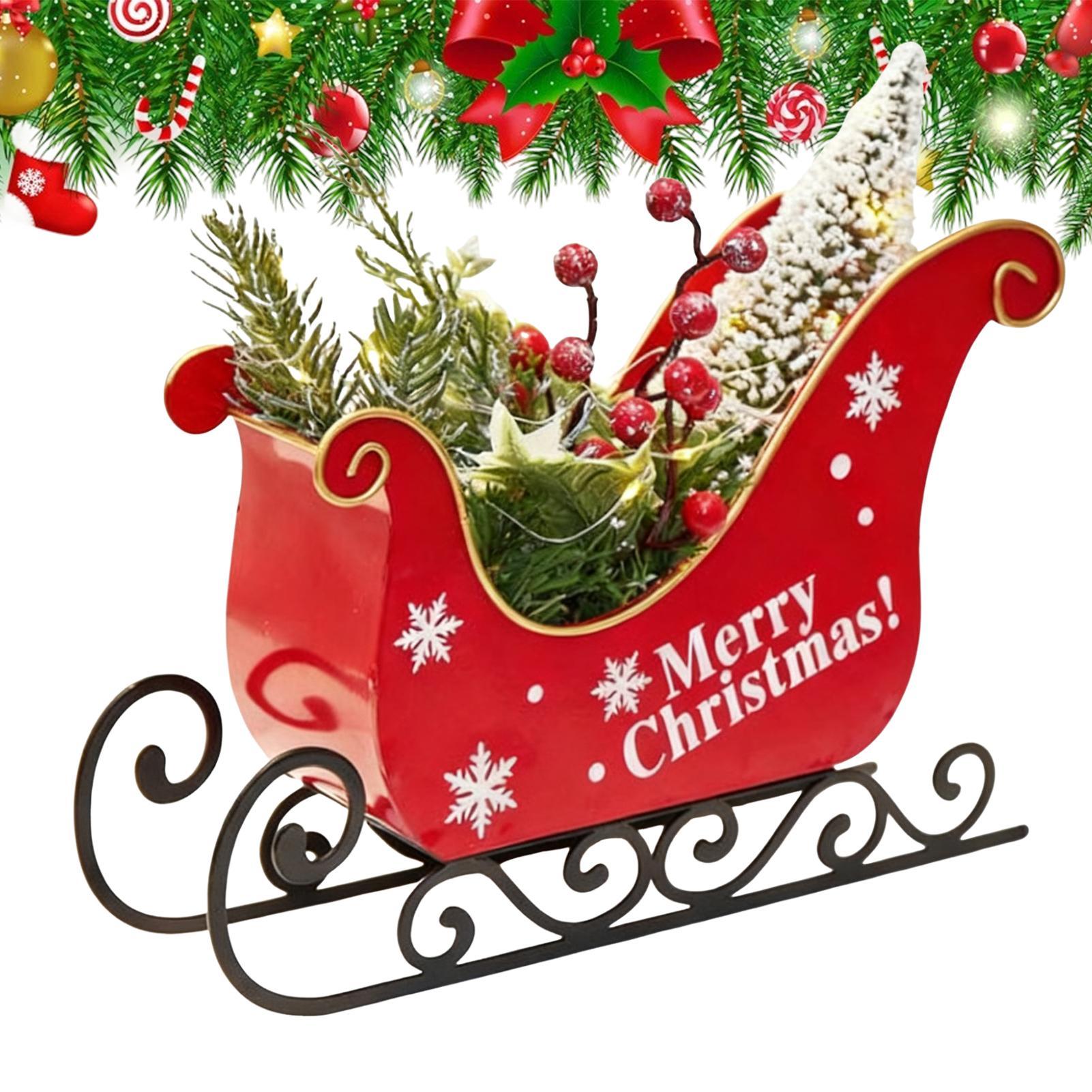 Mini Christmas Sleigh Ornament 3D Hollowed Bobsleigh Decorations Iron Christmas Sleigh Decoration For Holiday Party CHINA