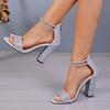 Women Sandals Sequined Women Sandals Open Toe Party Dress Shoes Female Sexy Ankle Strap Gladiator High Heels Shoes Women