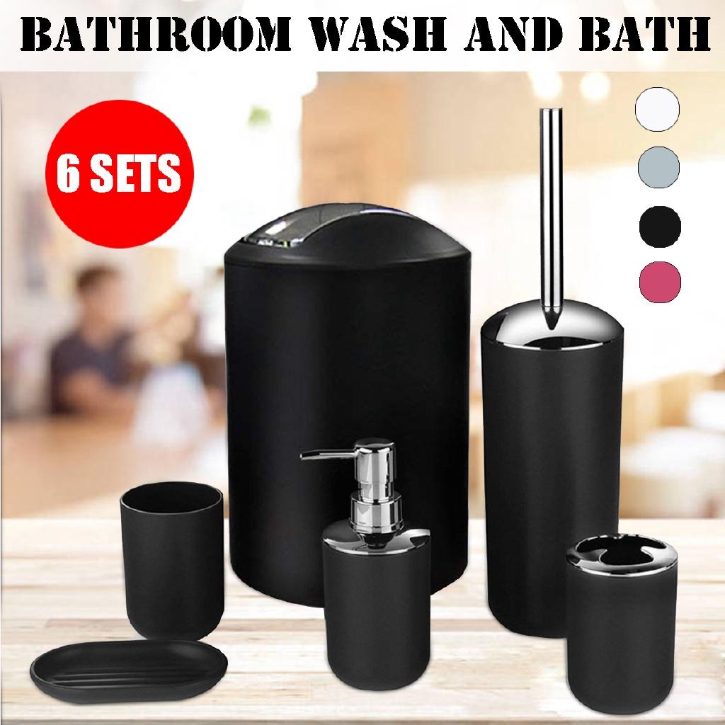 6 In 1  Bathroom Wash Set Bathroom Plating Six Sets of Soap Dispenser/Toothbrush Holder/Glass/Soap Box Bathroom Supplies