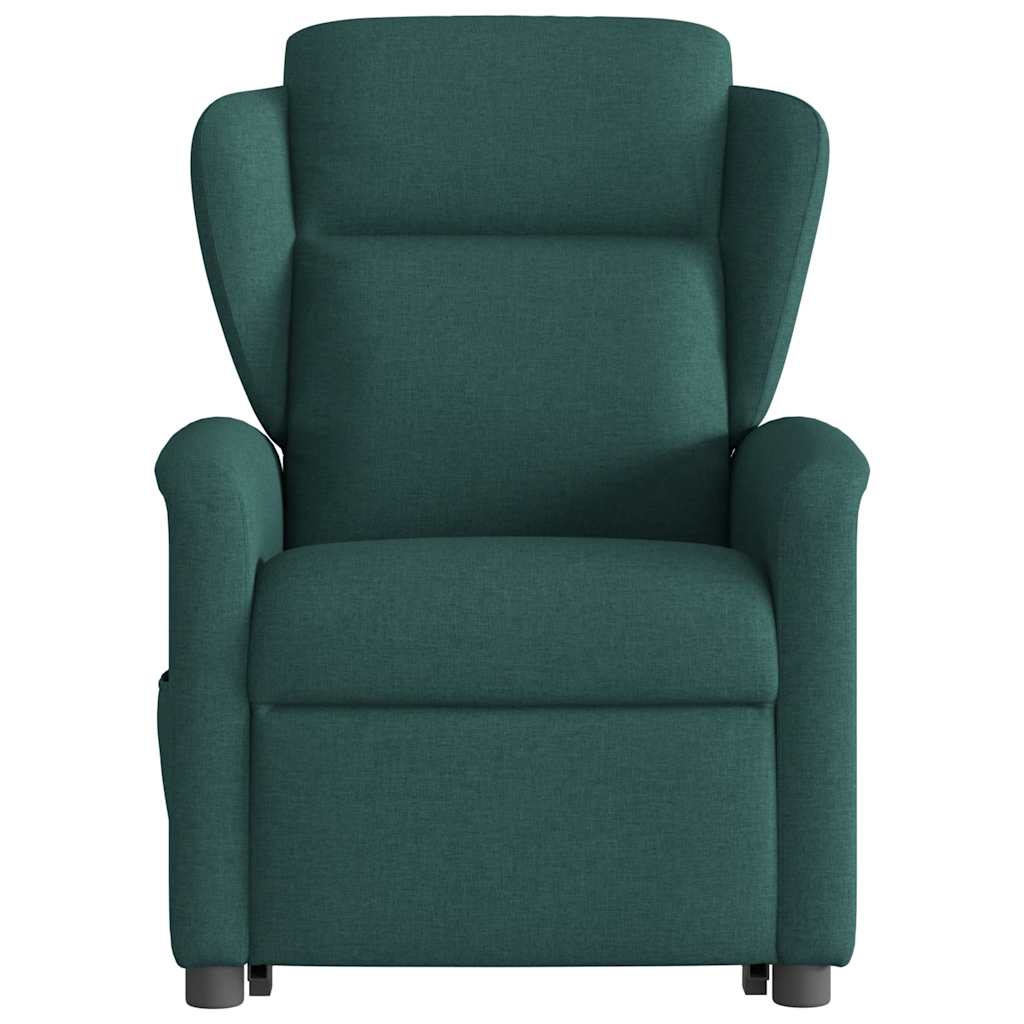 Electric Massage Recliner with Rising Assistance Dark Green Fabric