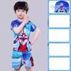 Boys' Cartoon Character Swimsuit Set with Hat