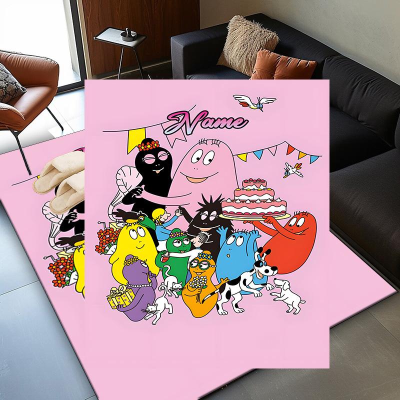 Custom Name Colorful Cartoon Barba-papa Rug Game Carpet, Floor Mat for Bedroom Living Room Entryway Rug, Home Decor Idea Gift for Christmas birthday