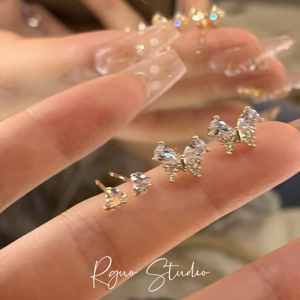 High-end wheat ear zircon ear buckle year-old niche fashion design earrings popular versatile temperament earrings