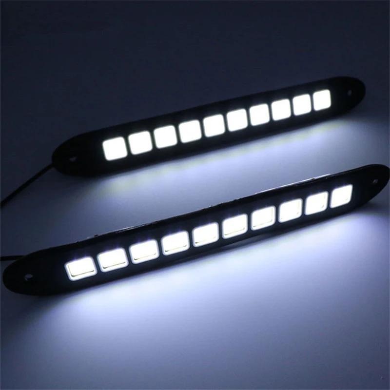 2Pcs DRL COB Car LED Daytime Running Light White Waterproof Flexible Silicone Highlight Auto COB Lamp Car Exterior Accessories