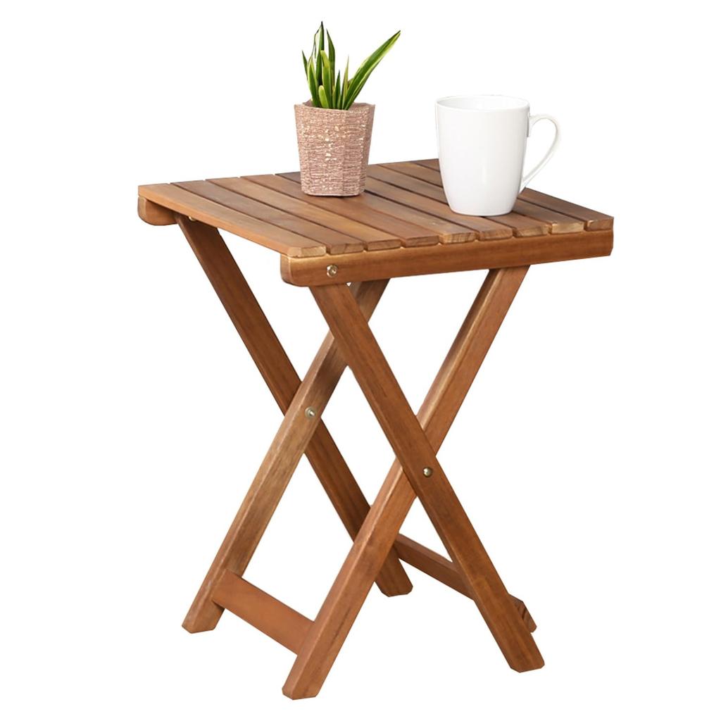 Fuji Boeki Side Table, Garden Table, 35cm Wide x 35cm Deep x 44cm High, Natural Wood, Outdoor, Foldable, 79499