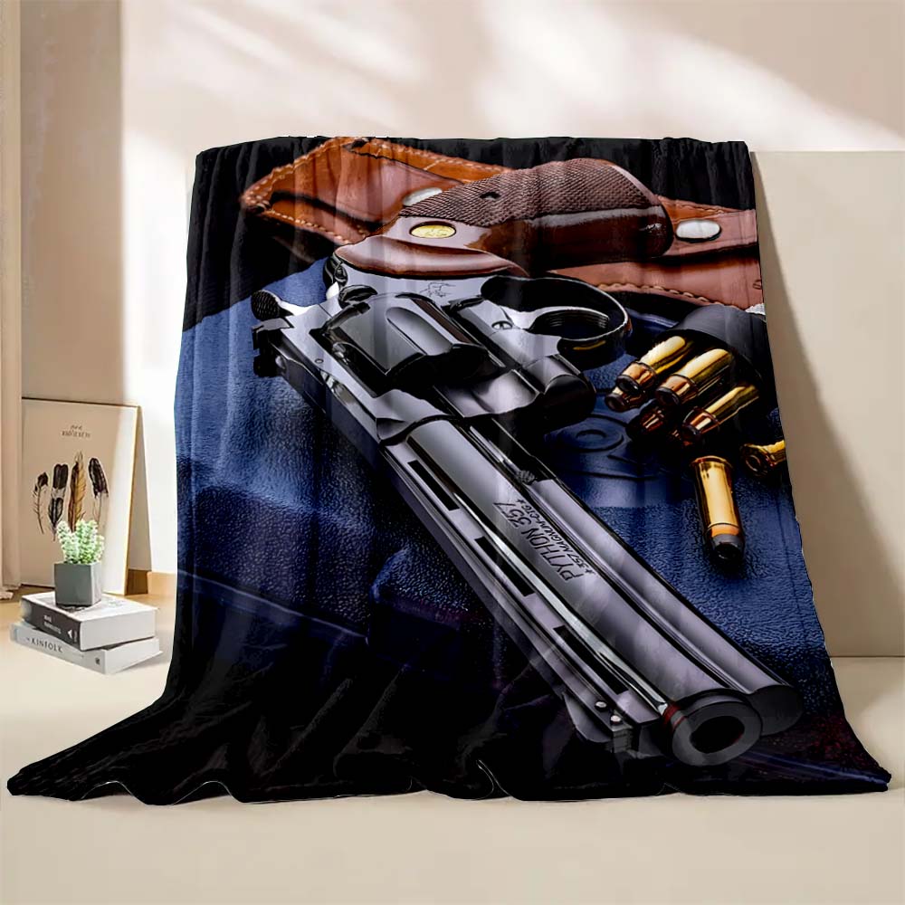 6 Sizes Arms Gun Art Printed Blanket Warm Soft and Comfortable Home Travel Blanket Sofa Bedding Cover Blanket Holiday Gifts