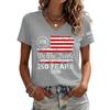 Womens Casual V Neck Short Sleeve Pullover T Shirt with 1776 2026 Flag Print Comfortable Fit Soft Fabric Top