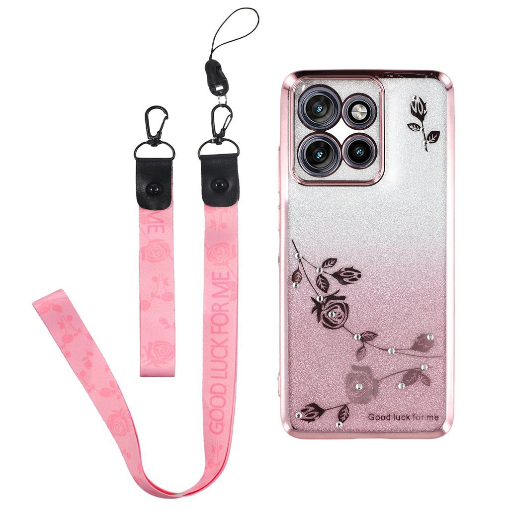 KADEM Für Motorola Edge 50 Neo 5G/Moto S50 5G/Thinkphone 25 5G Hülle Blumenmuster TPU Farbverlauf Handyhülle mit Lanyards