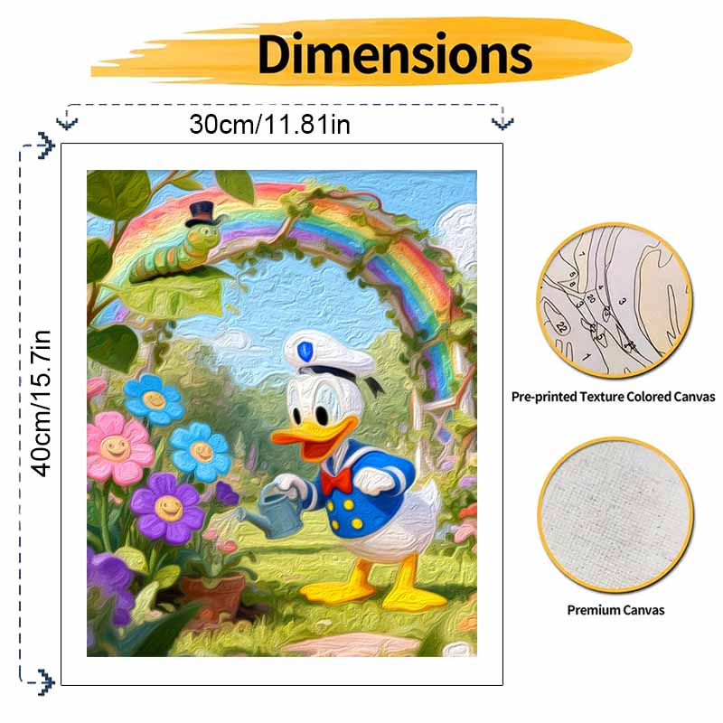 Disney Digital Oil Painting Art Kit Donald Duck Rainbow Garden Flowers Handmade Coloring Painting Home Decor