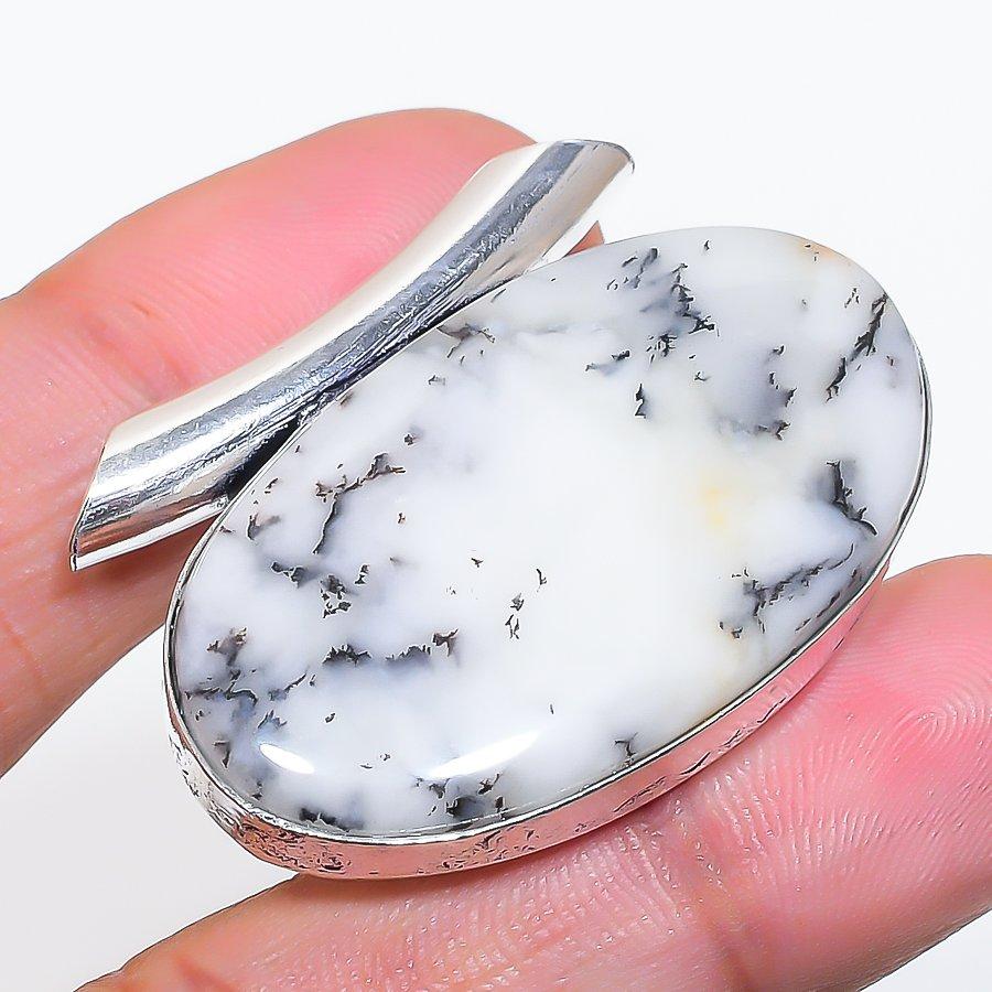 Natural Dendrite Opal Gemstone 925 Sterling Silver Jewelry Pendant 1.18 s4C78
