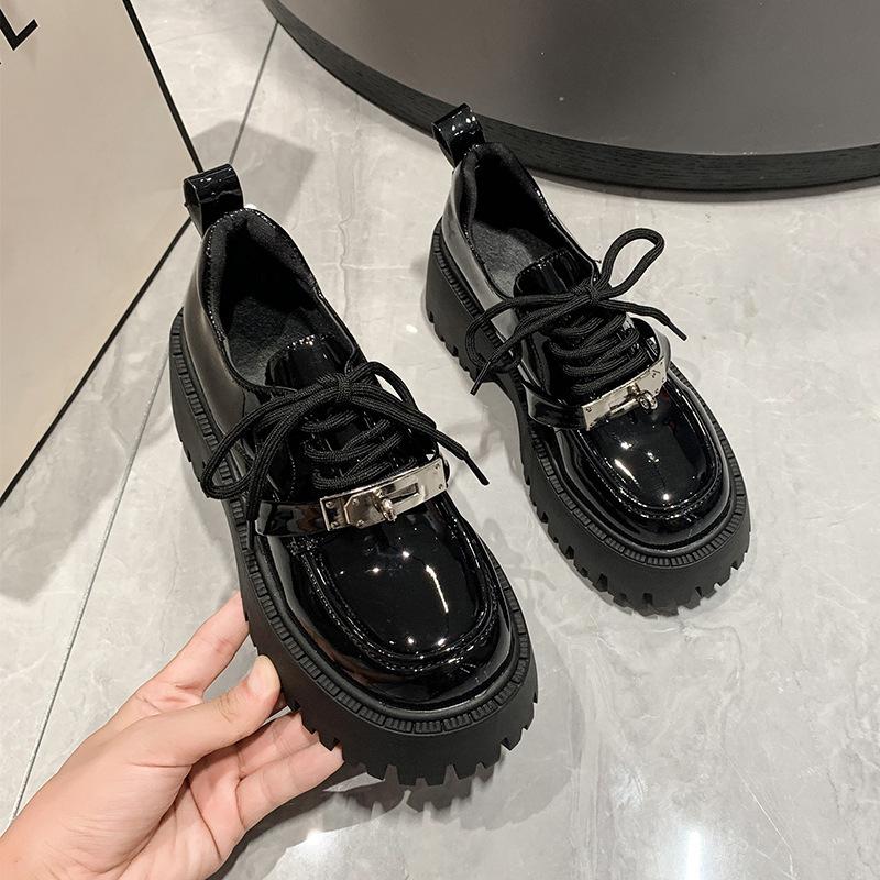 

Женская черная осенняя модная обувь на толстом каблуке, новые универсальные лоферы, одинарная обувь Мэри Джейн, маленькие кожаные туфли, нескользящие 40