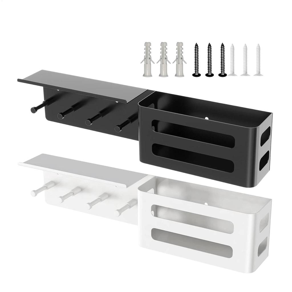 Keys Holder on Wall with Shelf 4 Hooks Modern Decor Key and Mail Holder for Wall for Entryway Home Living Room Bedroom Apartment