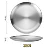 2Pcs Silver Stainless Steel Round Plates Rust Proof Food Safe Dinner Dishes for Home Outdoor BBQ Camping Picnic