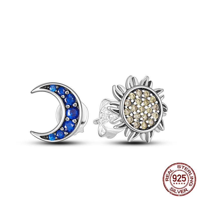 100% 925 Sterling Silver Simple Star And Moon Series Women'S Earrings Suitable For Daily Wear Anniversary Gift