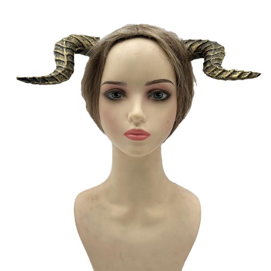 Gothic Devil Horn Headband Imitation Fake Bull Horns Hair Hoop Halloween Dress Up Hair Accessories for Halloween Cosplay Carnival