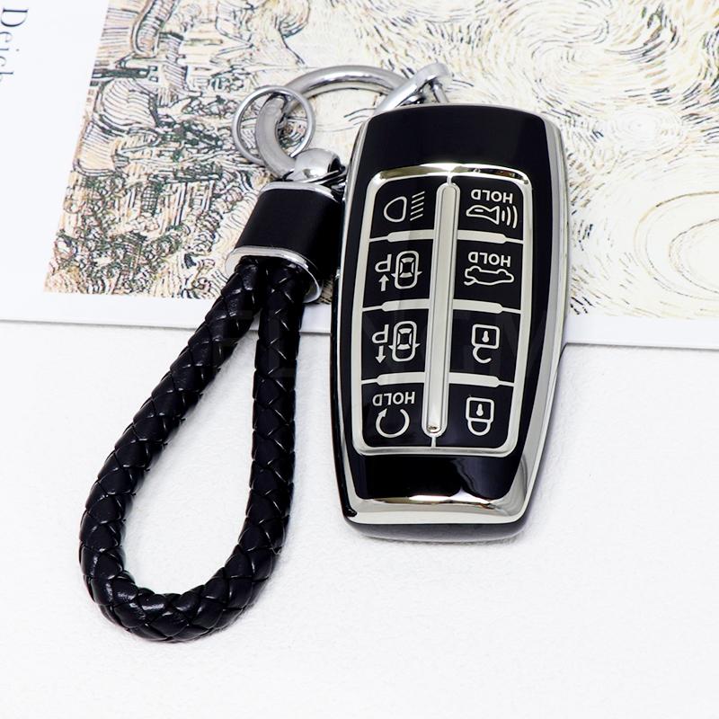 NEW 8 Buttons TPU Car Key Cover Case For Hyundai Genesis G80 GV70 GV80 2019 2020 2021 2022 Remote Key Holder Auto Accessories
