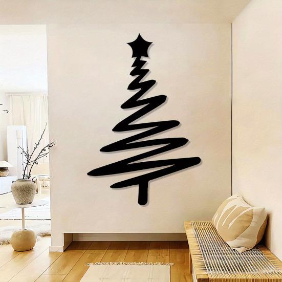Metal Christmas Tree Wall Decoration Modern Minimalist Black Abstract Tree Wall Art Home Office Living Room Bedroom Wall Hanging Ornament
