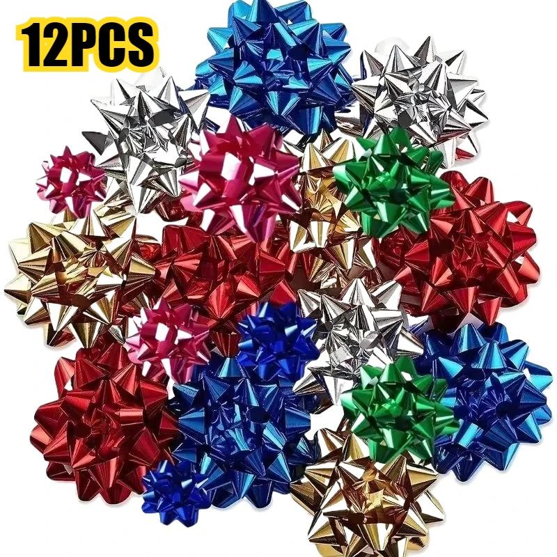 Small Star Bows Self-adhesive Star Flower Ribbon Star Bows for Holiday Christmas Birthday Party Decoration Gift Wrapping