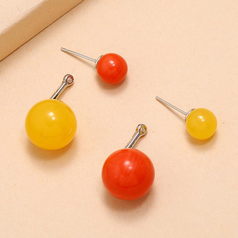 Japanisch-Koreanische Asymmetrische Süßigkeitenfarbene Ohrstecker - Vielseitiges Kugeldesign