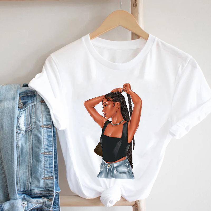 Women Black T Shirt Graphic 2025 Cool Girl Print 90S Fashion Tshirt Female Clothes Short Sleeve Kawaii Tops Tee Ladies T-Shirt