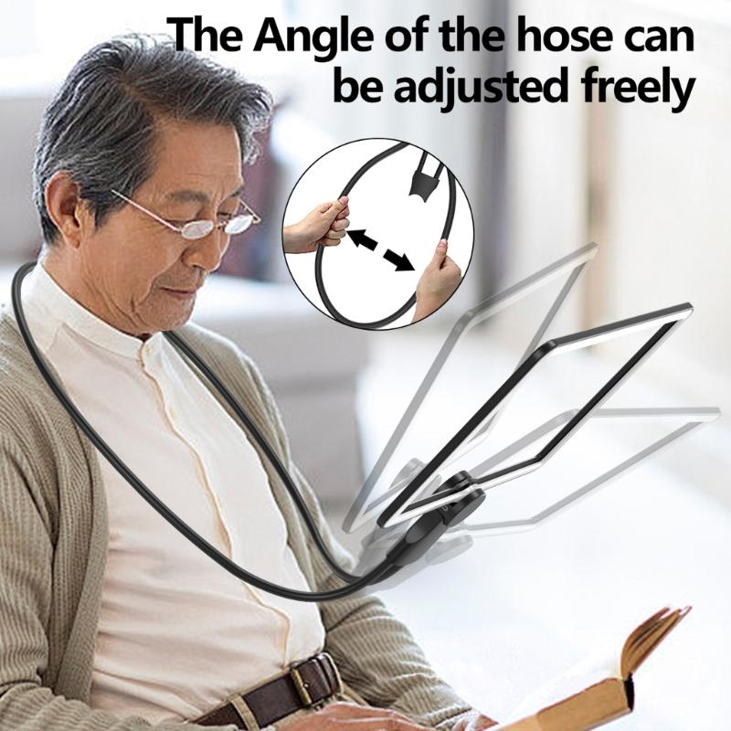 48 LED Hands Release Magnifying Glass 2X Zoom Large Lens Cold Warm Natural Light For Closes Up Tasks Elderly Use