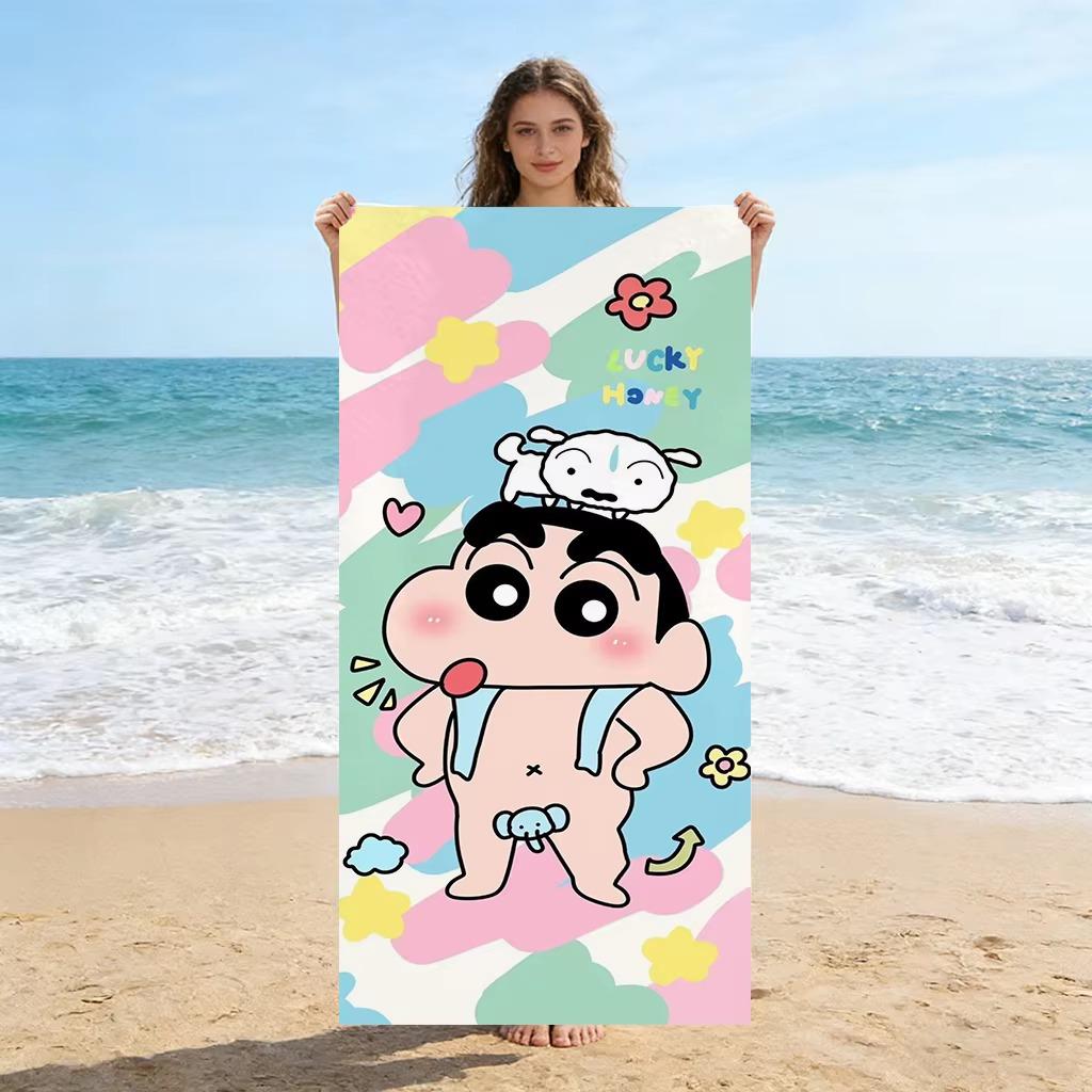 Shin-chan Japanese Animation Beach Towel Suitable for Beach Gym Yoga Pool Quick-drying Summer Funny Gift for Friends And Family