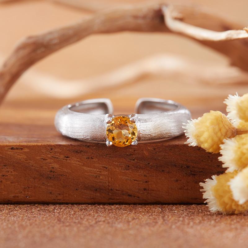 Natural Color Treasure Amethyst Citrine Ring Women'S S925 Sterling Silver Garnet Topa Peridot Index Finger Ring