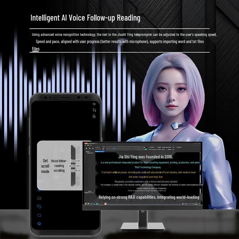 JIASEENG JS-S22P Broadcast-Grade 22-inch Dual-Screen Teleprompter System