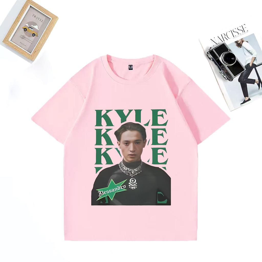 Ankunft Kyle Alessandro bedruckte T-Shirts Unisex DAMEN Heiß Leichter Eurovision Hip Hop Tops Baumwolle Kurzarm Oversized Streetwear