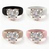 Damen Herzförmiger Diamant-Silikonring, 4-farbiger Herzförmiger Einzel-Diamantring mit Roségold-Beschichtung, Silikon-Ehering