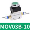 Mechanisches Ventil MOV-03B 1/8" Gewinde 2 Positionen 3 Wege Roter Grüner Flacher Druckknopf Momentanes Pneumatikventil