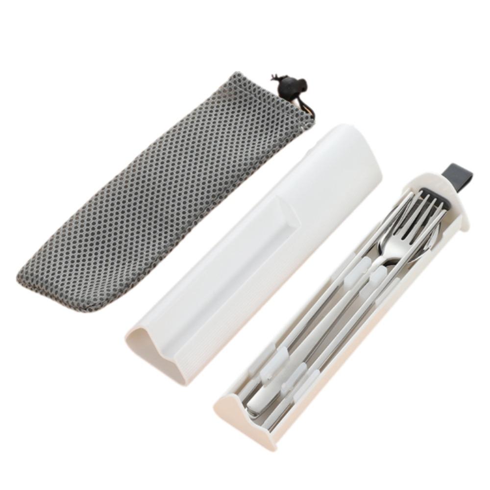 3Pcs/Set Pull-out Design 304 Stainless Steel Tableware Set Spoons Chopsticks Cutlery Set  Worker