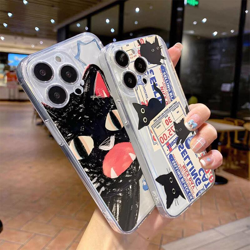 Case for Samusng Galaxy A56 A55 A54 A35 A36 A26 A16 A15 A14 A34 A53 S25 S24 S23 Ultra Plus S20 S21 S24 FE Cute Doodle Cat Cover