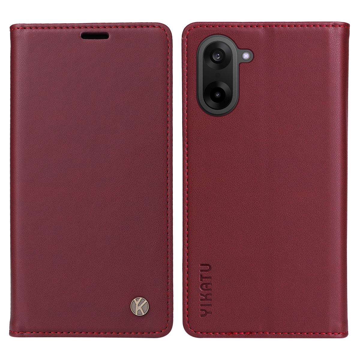 

For OnePlus Nord CE5 5G/OnePlus Ace 5 Racing 5G Phone Cases YIKATU Magnetic Closure PU Leather Mobile Cover Wine Red