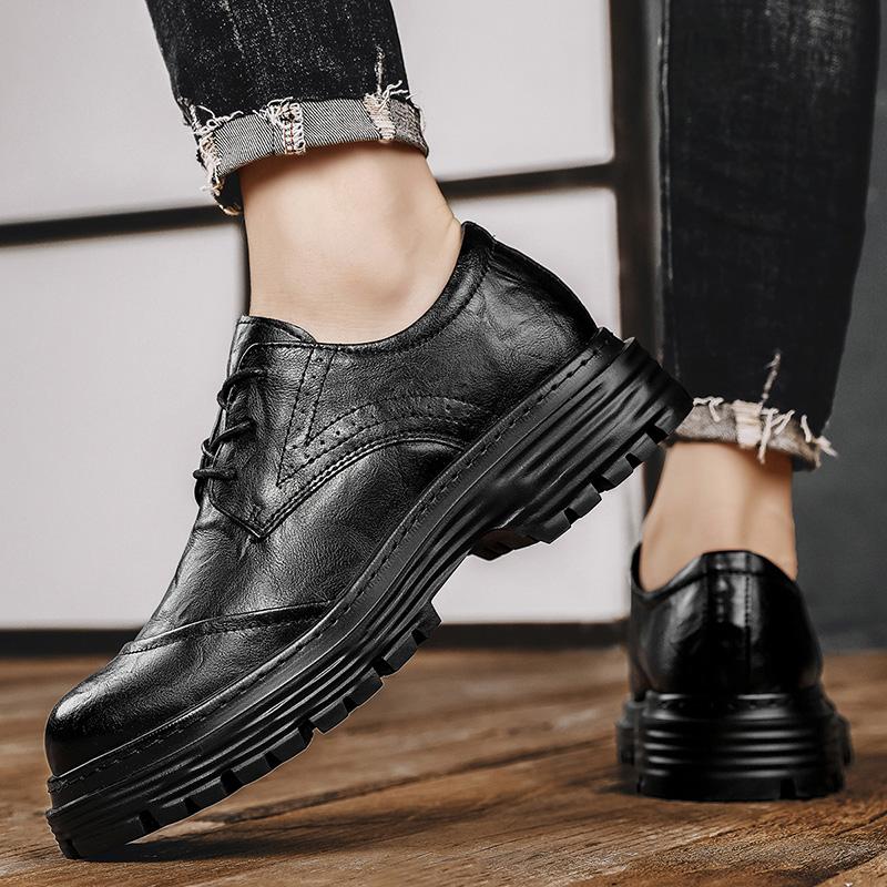 Fashion High Quality Oxford Shoes Men Casual Lace Up Dress Shoes Brand Moccasins Business Shoes Platform Genuine Leather Men Footwear