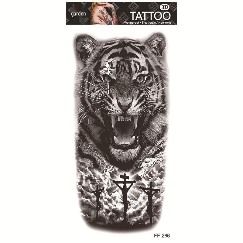 Adesivi per tatuaggi impermeabili Yuanhua - Totem con testa di lupo e disegni di testo arabo