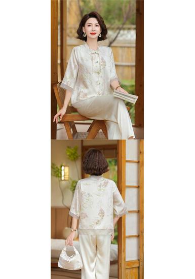 Mom's Trendy Chiffon Short-Sleeve Shirt for Middle-Aged Women - Summer 2026 Collection