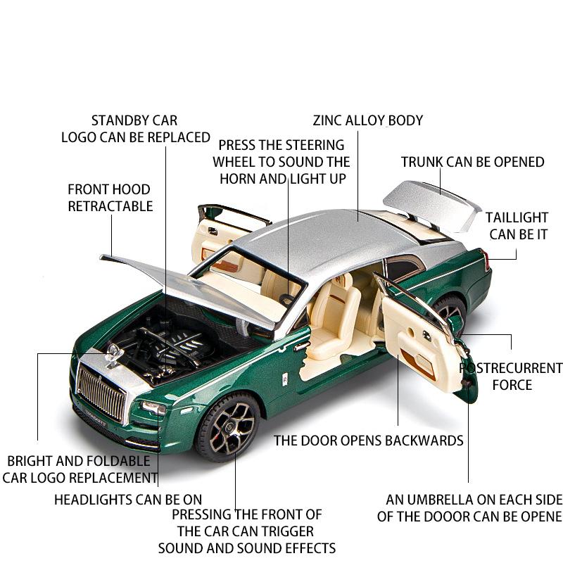 Model auta Wraith v měřítku 1/22, stahovací autíčko se zvukem a světlem pro děti Batole Kluci Dívčí Dárková kolekce