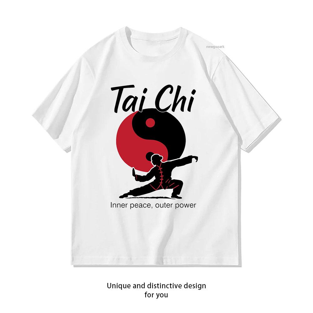 Inner peace outer power Tai Chi Tshirt Woman Man Summer Cotton Cartoon Graphic T Shirts Adult Classic Oneck Shortsleev Gift S