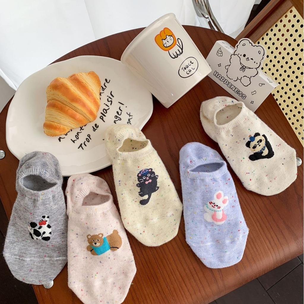 Cute Socks, Boat Socks, Summer Thin Idea Yarn, Cartoon Korean Boneless Silicone, Non-Slip Shallow Mouth Invisible Socks